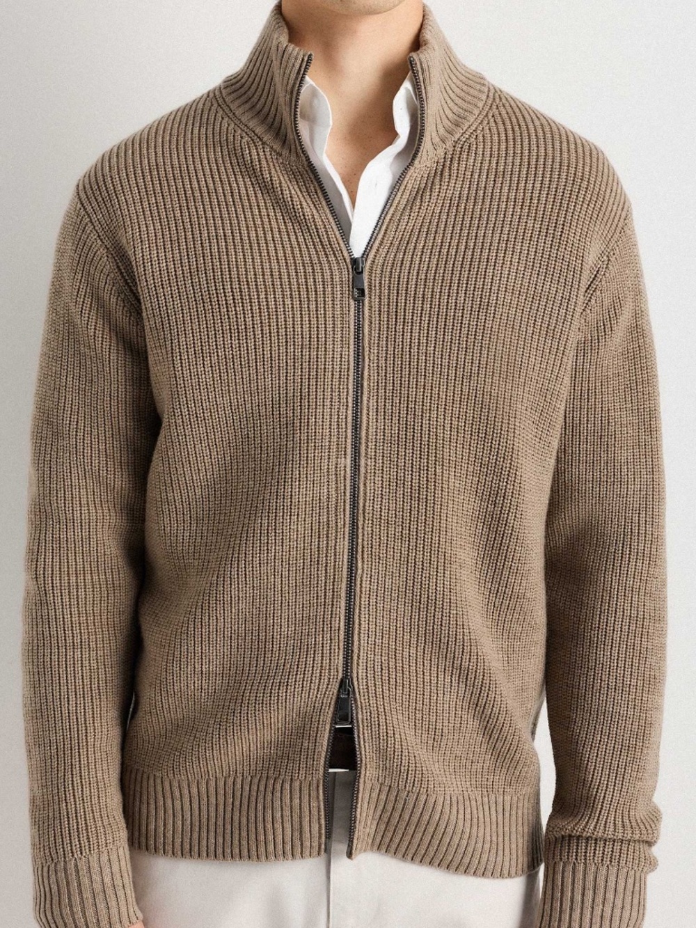 Quince Australian Merino Wool Malted Toffee Full Zip Sweater Size M